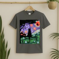 Spooky Cat Art Painting Halloween T-Shirt