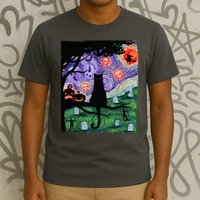 Spooky Cat Art Painting Halloween T-Shirt