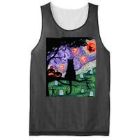 Spooky Cat Art Painting Halloween Mesh Reversible Basketball Jersey Tank