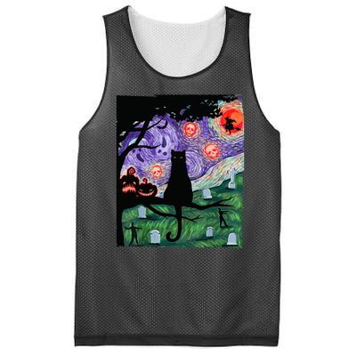 Spooky Cat Art Painting Halloween Mesh Reversible Basketball Jersey Tank