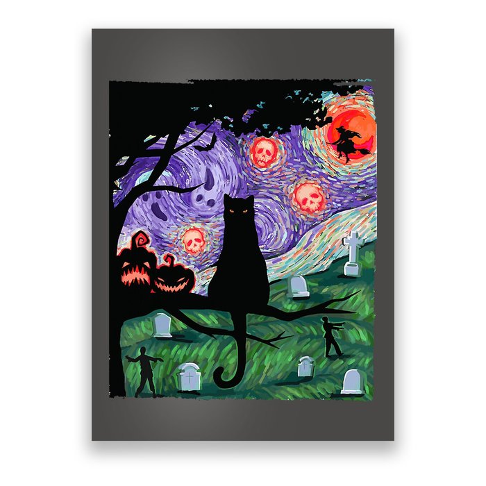 Spooky Cat Art Painting Halloween Poster