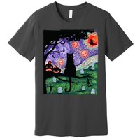 Spooky Cat Art Painting Halloween Premium T-Shirt