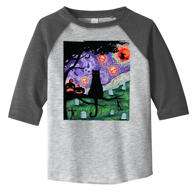 Spooky Cat Art Painting Halloween Toddler Fine Jersey T-Shirt