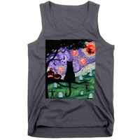 Spooky Cat Art Painting Halloween Tank Top