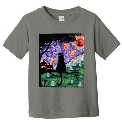 Spooky Cat Art Painting Halloween Toddler T-Shirt
