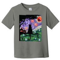 Spooky Cat Art Painting Halloween Toddler T-Shirt