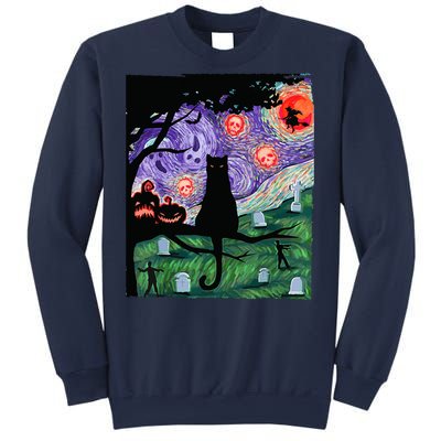 Spooky Cat Art Painting Halloween Sweatshirt