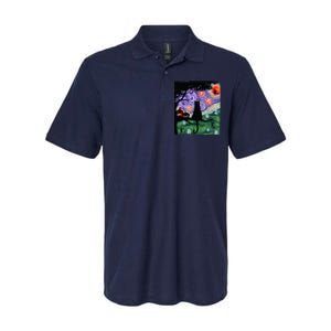 Spooky Cat Art Painting Halloween Softstyle Adult Sport Polo