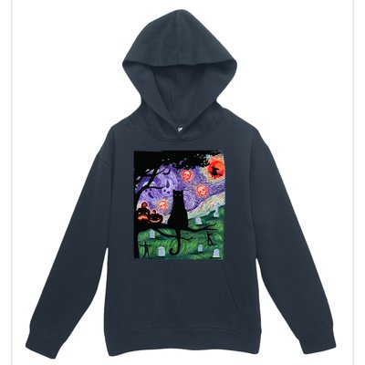 Spooky Cat Art Painting Halloween Urban Pullover Hoodie