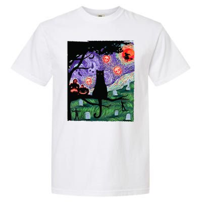 Spooky Cat Art Painting Halloween Garment-Dyed Heavyweight T-Shirt