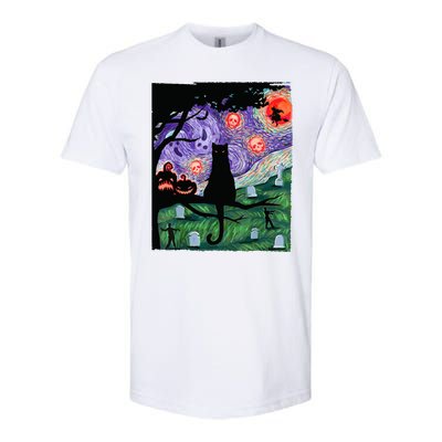 Spooky Cat Art Painting Halloween Softstyle CVC T-Shirt