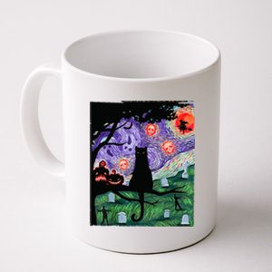 Spooky Cat Art Painting Halloween Coffee Mug