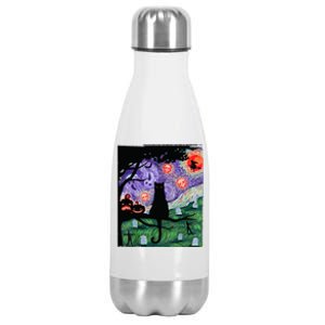 Spooky Cat Art Painting Halloween Stainless Steel Insulated Water Bottle