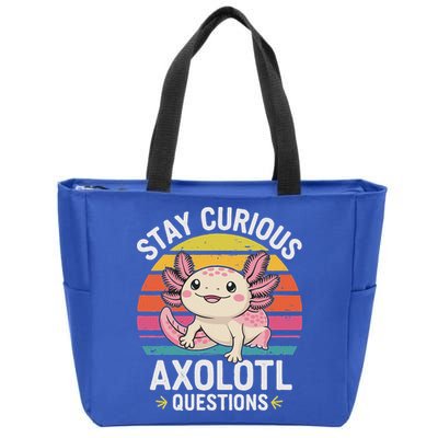 Stay Curious Axolotl Questions Zip Tote Bag