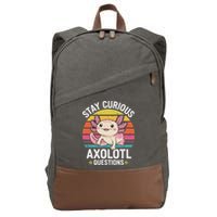 Stay Curious Axolotl Questions Cotton Canvas Backpack