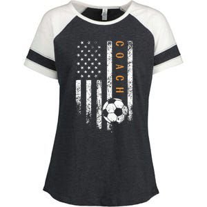 Soccer Coach American Flag Design Soccer Trainer Coaching Enza Ladies Jersey Colorblock Tee