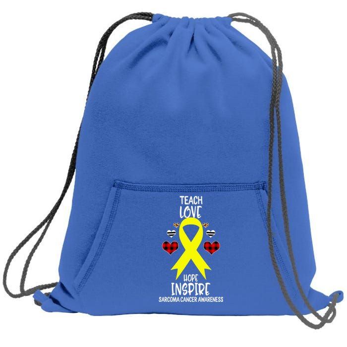 Sarcoma Cancer Awareness Teach Ribbon Love Hope Inspire Gift Sweatshirt Cinch Pack Bag