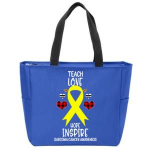 Sarcoma Cancer Awareness Teach Ribbon Love Hope Inspire Gift Zip Tote Bag