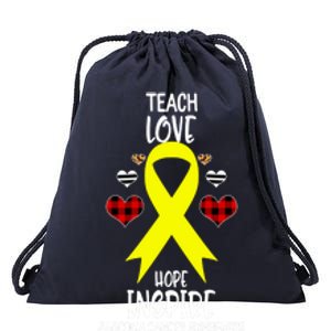 Sarcoma Cancer Awareness Teach Ribbon Love Hope Inspire Gift Drawstring Bag