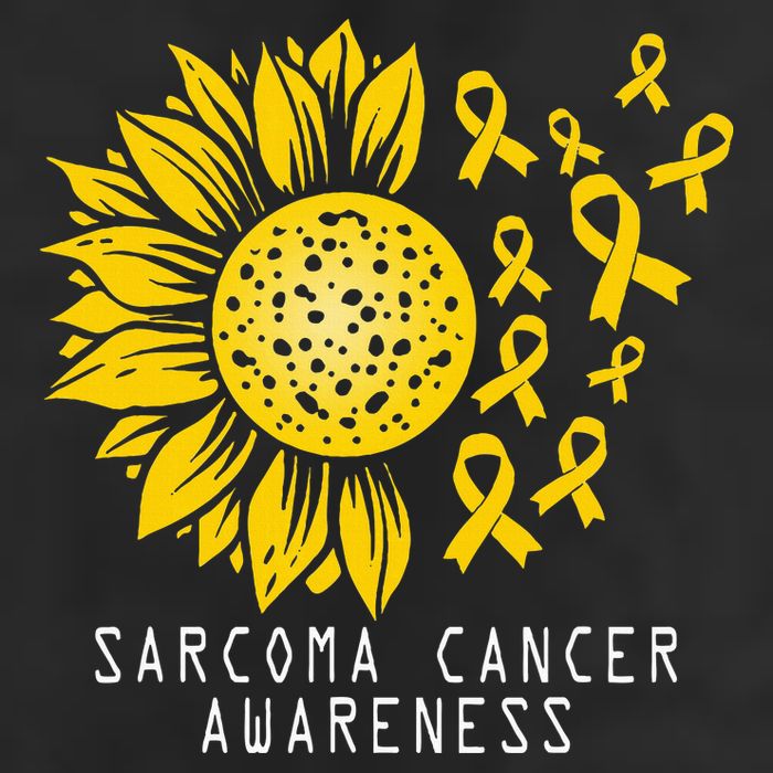 Sarcoma Cancer Awareness Sunflower Yellow Ribbon Sarcoma 7 Panel Mesh Trucker Snapback Hat