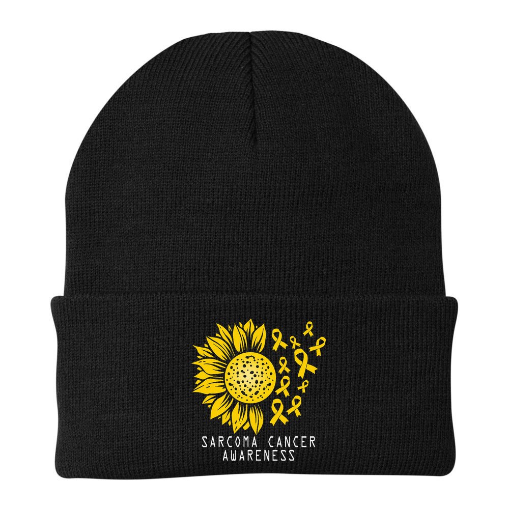 Sarcoma Cancer Awareness Sunflower Yellow Ribbon Sarcoma Beanie