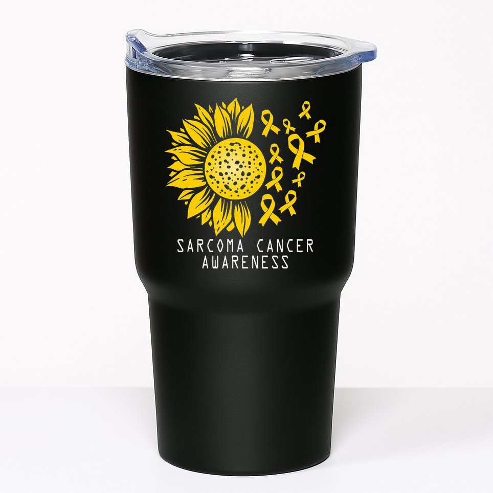 Sarcoma Cancer Awareness Sunflower Yellow Ribbon Sarcoma Tumbler