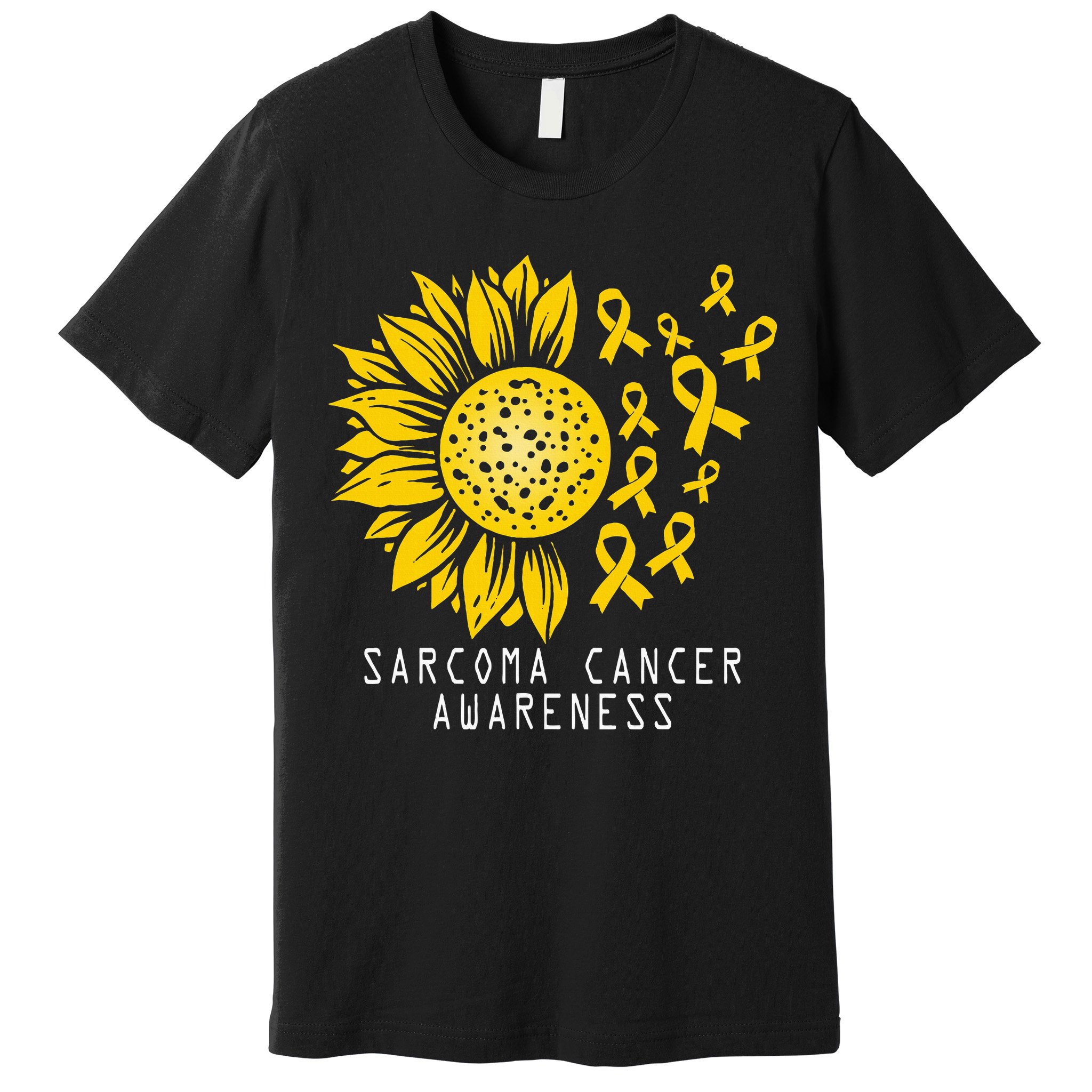 Sarcoma Cancer Awareness Sunflower Yellow Ribbon Sarcoma Premium T-Shirt