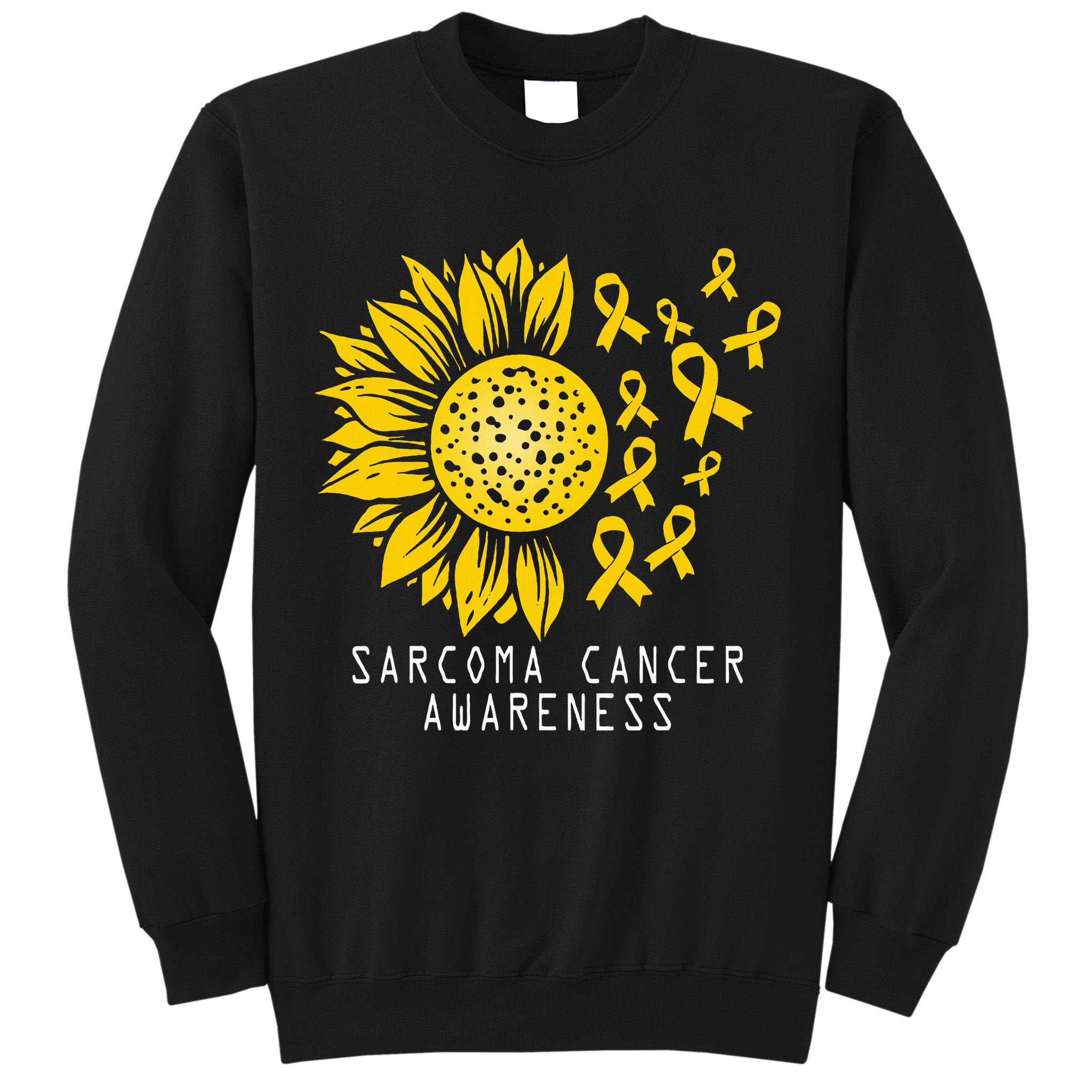 Sarcoma Cancer Awareness Sunflower Yellow Ribbon Sarcoma Tall Sweatshirt