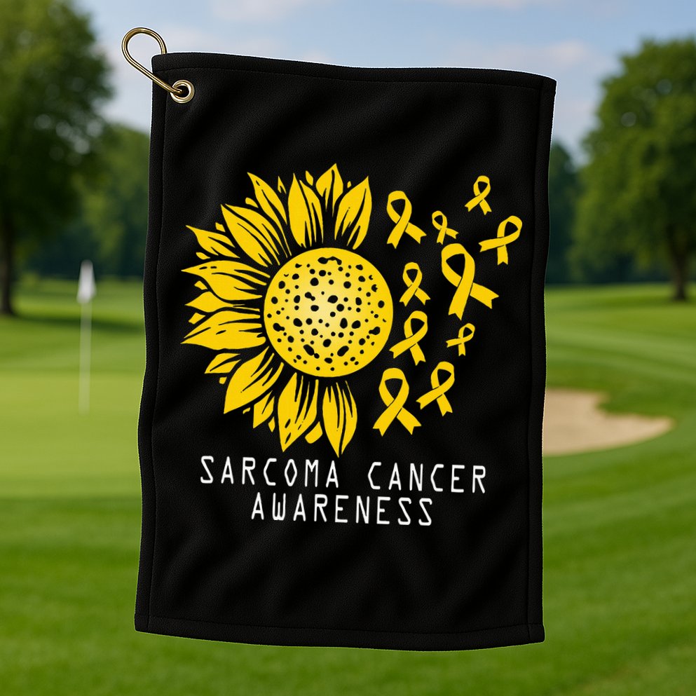 Sarcoma Cancer Awareness Sunflower Yellow Ribbon Sarcoma Golf Towel