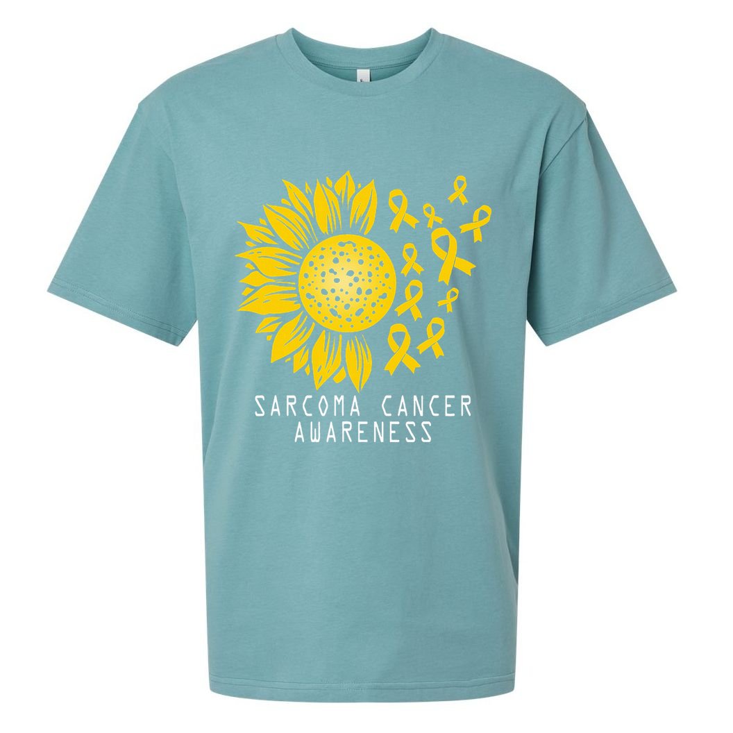 Sarcoma Cancer Awareness Sunflower Yellow Ribbon Sarcoma Sueded Cloud Jersey T-Shirt