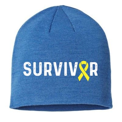 Sarcoma Cancer Awareness Yellow Ribbon Survivor Remission Gift Sustainable Beanie