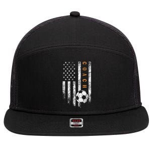 Soccer Coach American Flag Design Soccer Trainer Coaching 7 Panel Mesh Trucker Snapback Hat