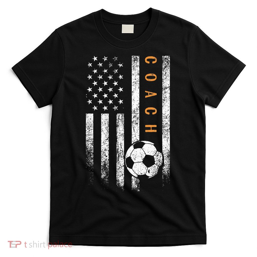 Soccer Coach American Flag Design Soccer Trainer Coaching T-Shirt