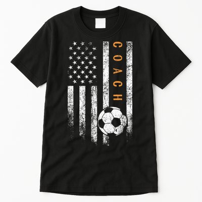 Soccer Coach American Flag Design Soccer Trainer Coaching Tall T-Shirt