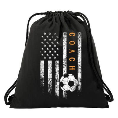Soccer Coach American Flag Design Soccer Trainer Coaching Drawstring Bag