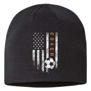 Soccer Coach American Flag Design Soccer Trainer Coaching Sustainable Beanie