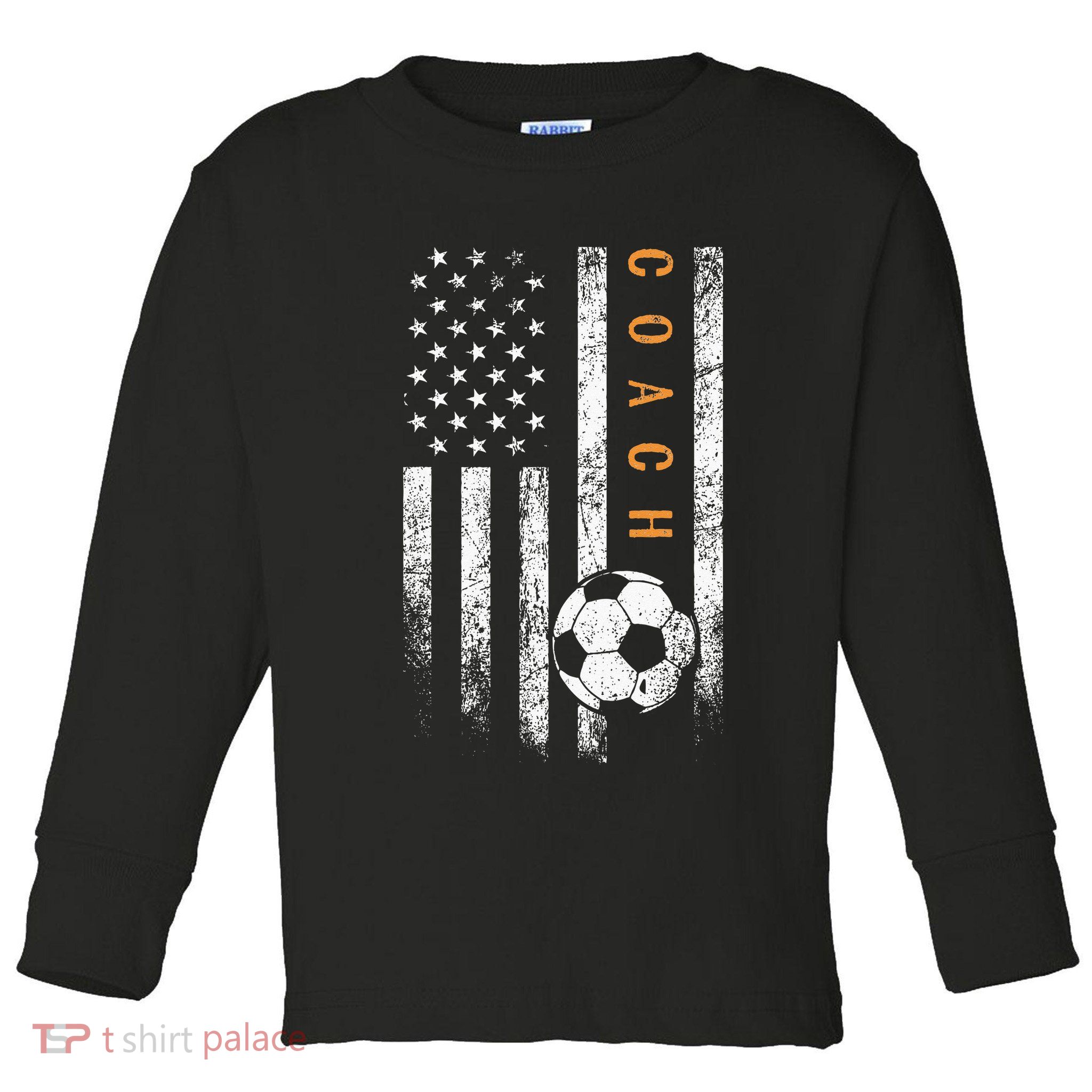 Soccer Coach American Flag Design Soccer Trainer Coaching Toddler Long Sleeve Shirt
