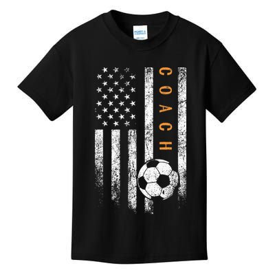 Soccer Coach American Flag Design Soccer Trainer Coaching Kids T-Shirt