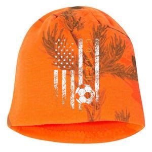 Soccer Coach American Flag Design Soccer Trainer Coaching Kati - Camo Knit Beanie