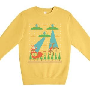 Santa Claus Alien Invasion Space Ufo Ugly Christmas Premium Crewneck Sweatshirt