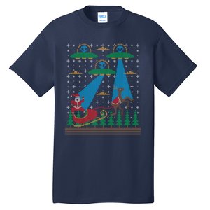 Santa Claus Alien Invasion Space Ufo Ugly Christmas Tall T-Shirt