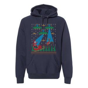 Santa Claus Alien Invasion Space Ufo Ugly Christmas Premium Hoodie