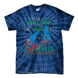 Santa Claus Alien Invasion Space Ufo Ugly Christmas Tie-Dye T-Shirt