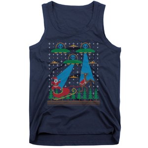 Santa Claus Alien Invasion Space Ufo Ugly Christmas Tank Top