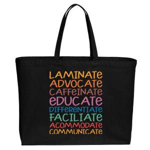 Sped Caffeinate Advocate Laminate Educate Teacher Cotton Canvas Jumbo Tote