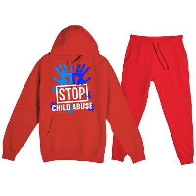 Stop Child Abuse Child Abuse Prevention awareness Premium Hooded Sweatsuit Set