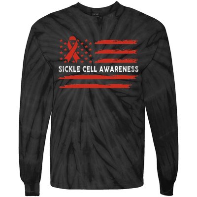 Sickle Cell Awareness Flag Sickle Cell Warrior Tie-Dye Long Sleeve Shirt