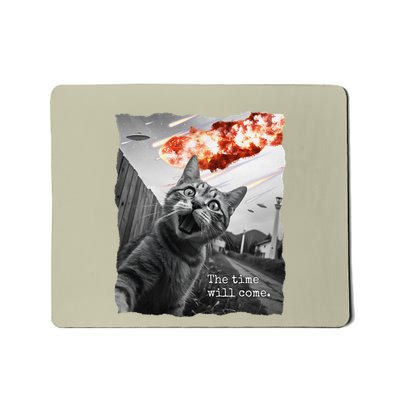 Selfie Cat And Ufos Meteorite Impact Day Cat Meme Funny .Png Mousepad
