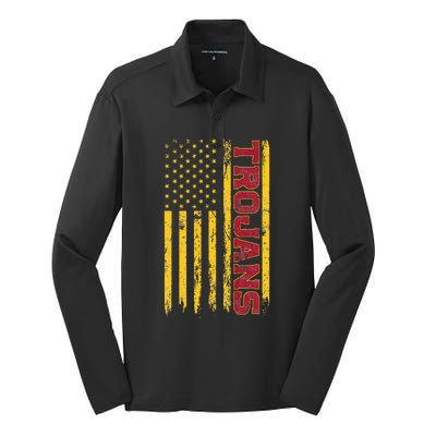 Southern California America Flag Silk Touch Performance Long Sleeve Polo