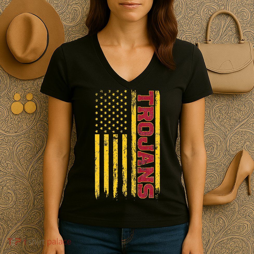 Southern California America Flag Women's V-Neck T-Shirt